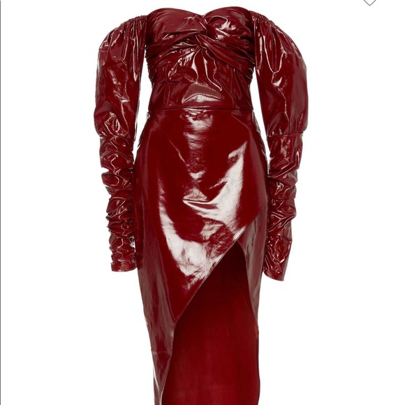 FINAL SALE. Zeynep Arcay Strapless Patent Leather Dress - Picture 4 of 9
